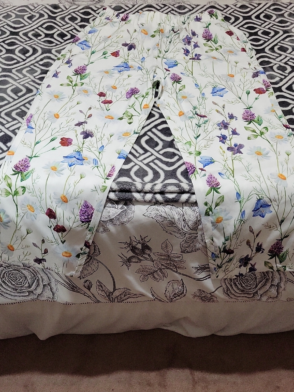 Floral Print Elastic Waist Lounge Pants - Multicolor
